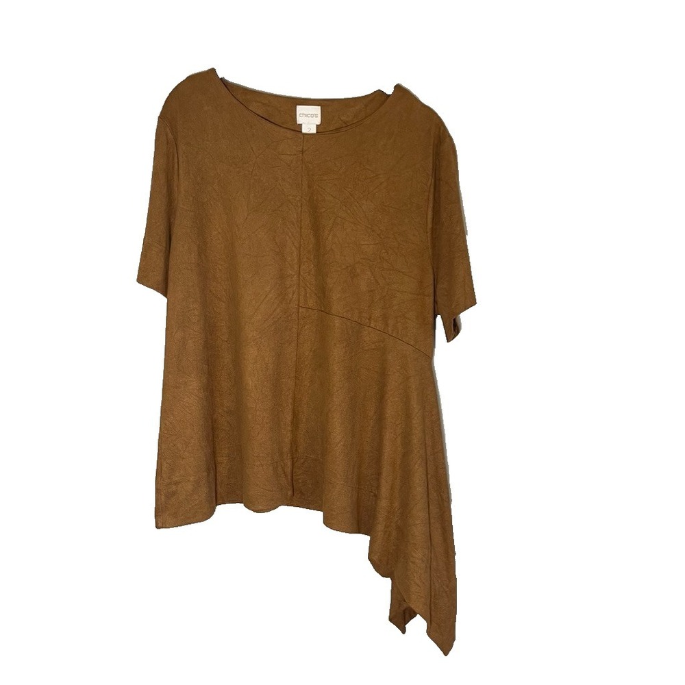 Neutral Chicos Faux Suede Top Brown L Boho Indie Folk Earthy Granola Western